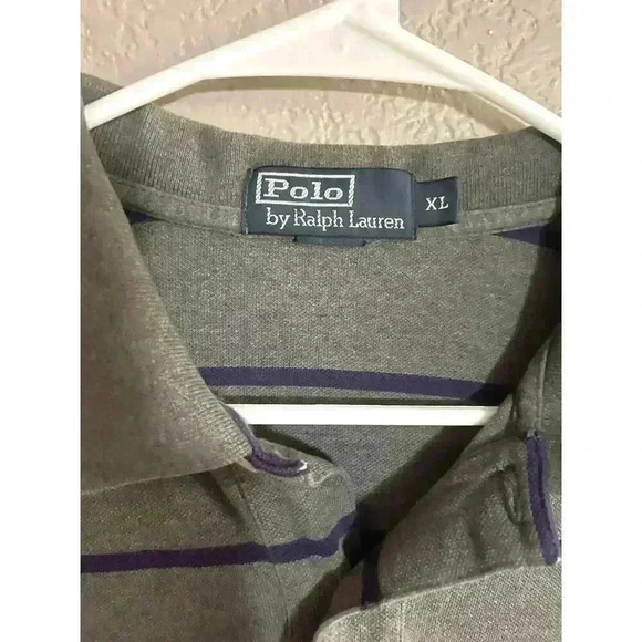 VINTAGE Polo Ralph Lauren Shirt Men Extra Large Gray Stripe - Picture 5 of 7